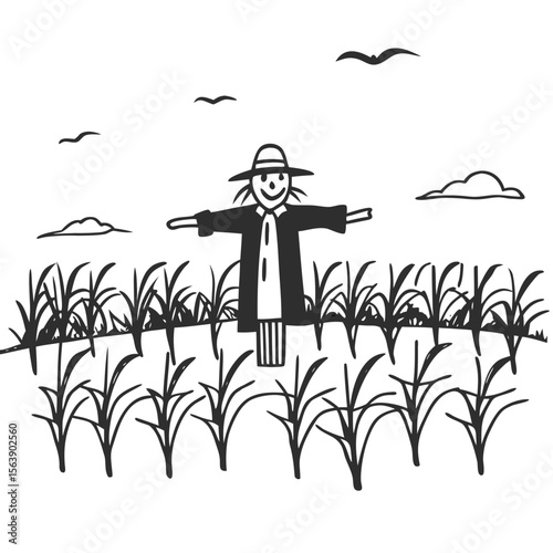 Scarecrow Field Icon - Rural Farm Design