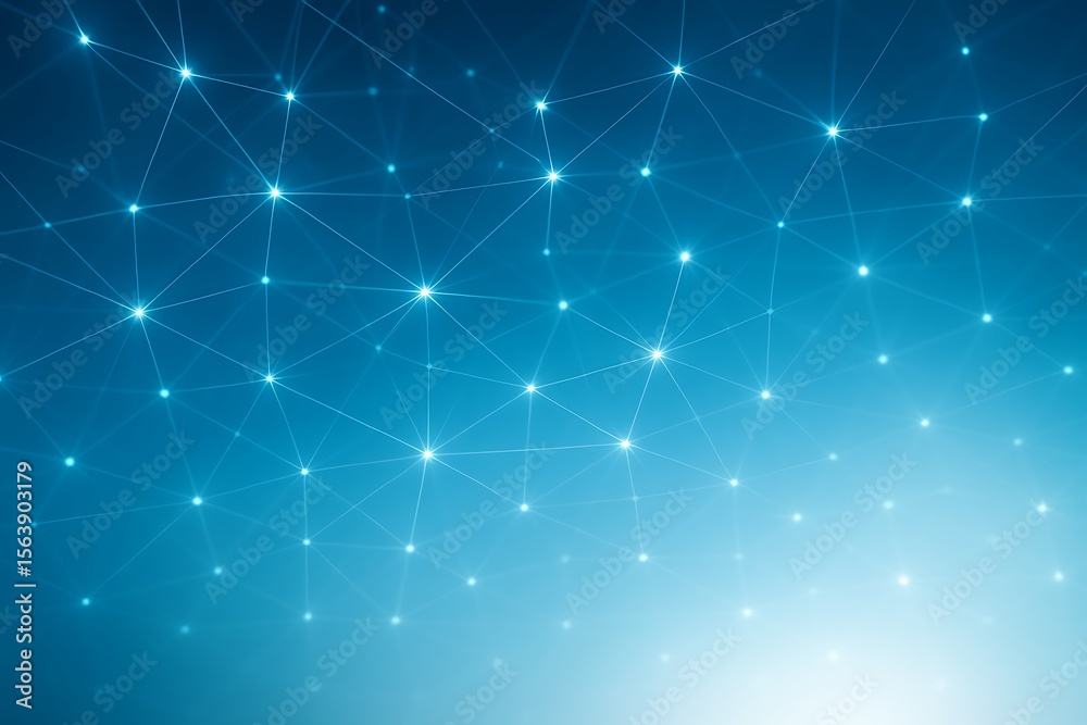 Fototapeta premium Abstract glowing blue network of interconnected points and lines on a gradient background