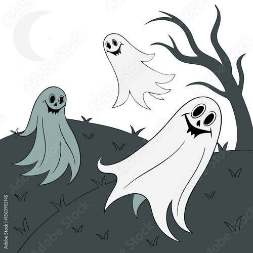 Ghostly Forest Icon - Spooky Halloween Design