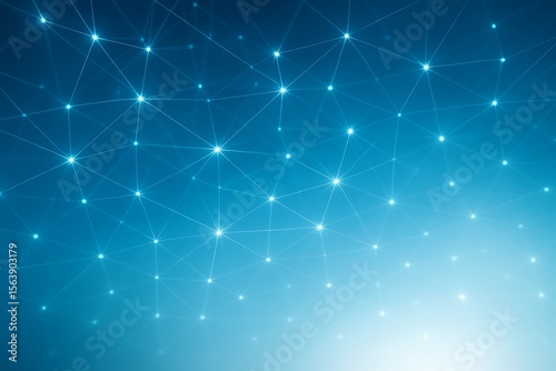 Abstract glowing blue network of interconnected points and lines on a gradient background