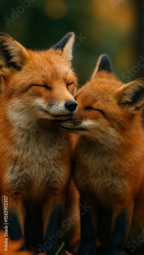 Wallpaper Mural Adorable foxes sharing affection. Torontodigital.ca