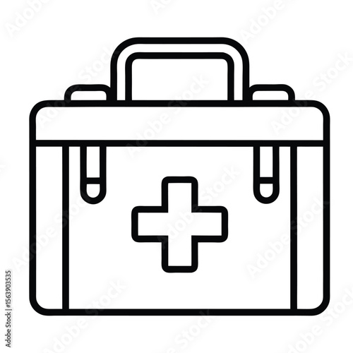First Aid Medical Box Outline Vector