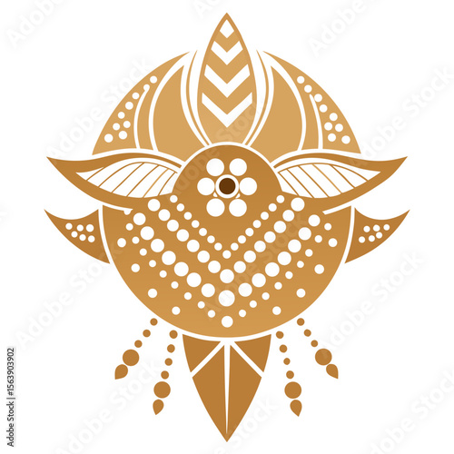 Boho Bengali Alpona Vector with Neutral Tones