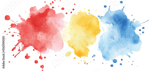 Colorful watercolor brush strokes vector. set of paint splatter illustration. Collection of isolated watercolor paint stains in vibrant colors. 