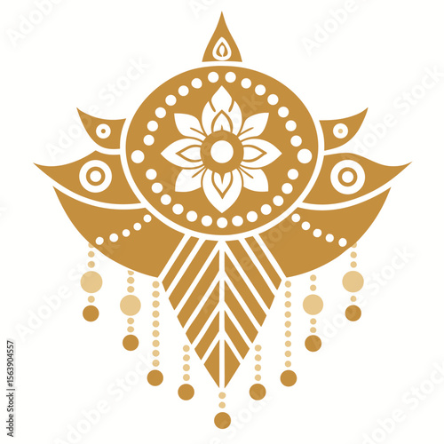Boho Bengali Alpona Vector with Neutral Tones