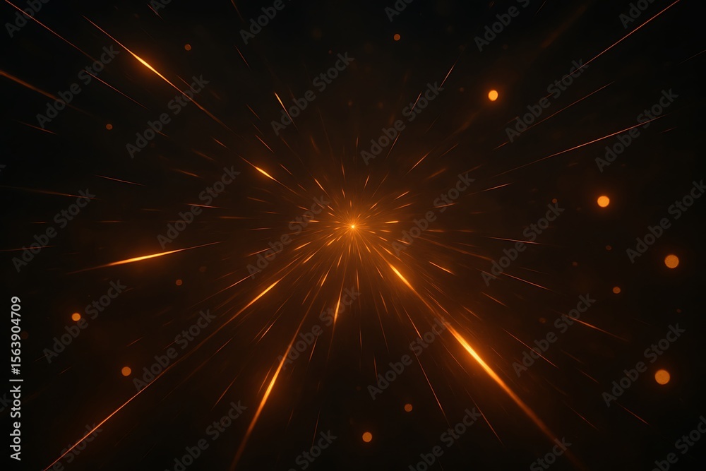Obraz premium Fiery starburst effect with streaking lights and bokeh on a dark background