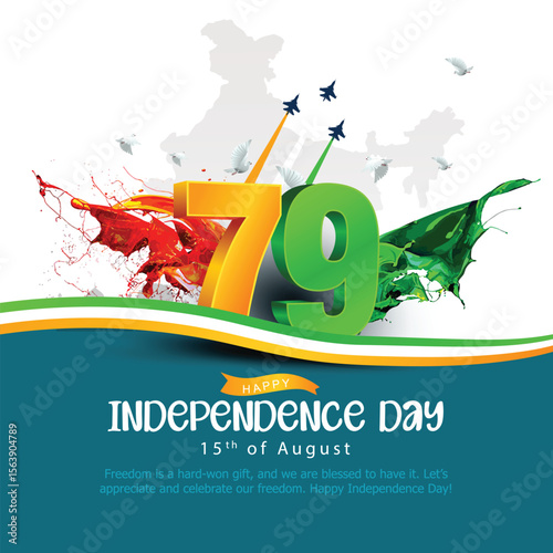 15th august happy independence day India 78 years logo greetings. abstract vector illustration design.