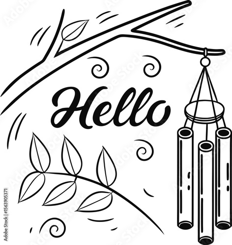 Black and white abstract floral vector illustration of love city design