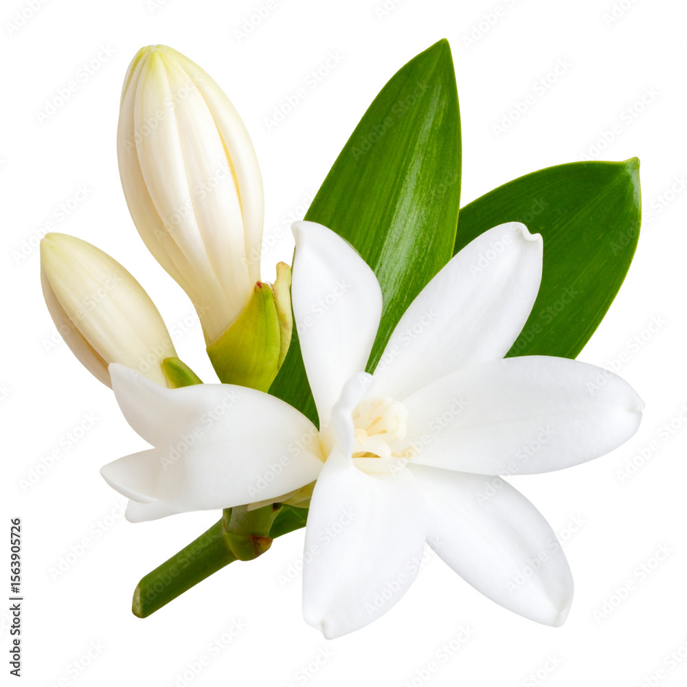 Obraz premium Elegant 3D Floral Composition Featuring Tuberose Bloom – Transparent Cutout