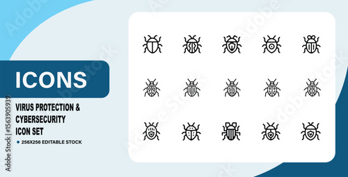Virus Protection and Cybersecurity Icon Set