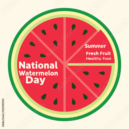 Watermelon Slice Graphic with National Watermelon Day Text
