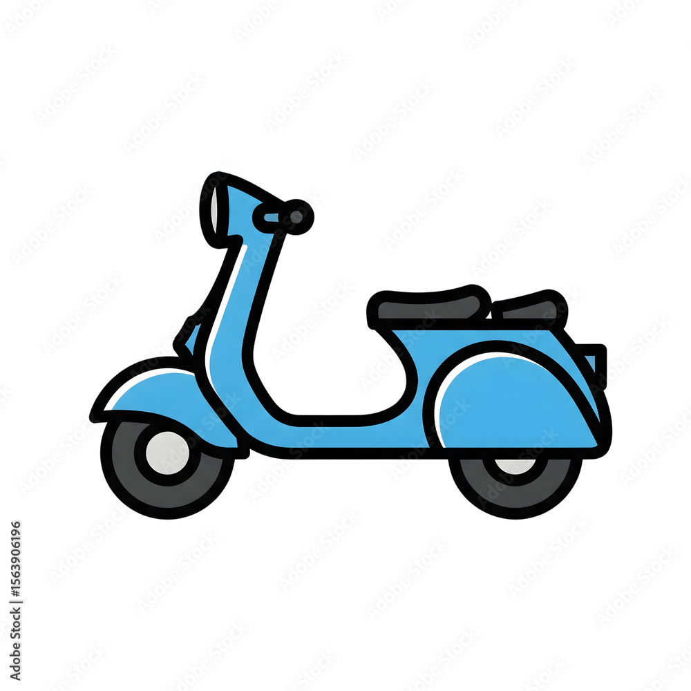 Obraz premium Light Blue Vintage Scooter Icon Illustration isolated on a transparent background