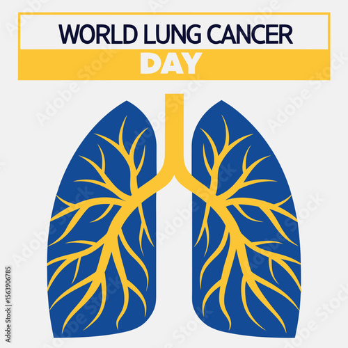 Blue Lung Anatomy Illustration with Yellow Bronchial Tree and Text