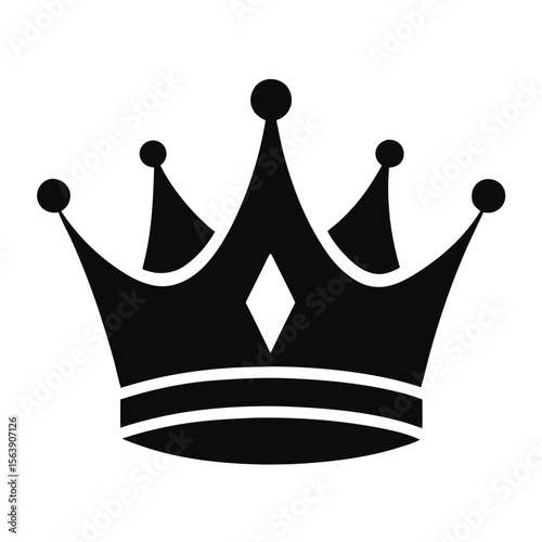 Classic royal crown silhouette icon for regal or monarchy themes isolated on white background