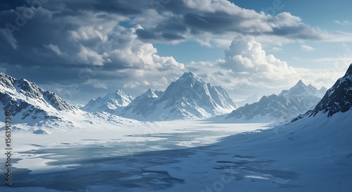 Wallpaper Mural Majestic Winter Mountain Range Frozen Peaks and Serene Landscape Torontodigital.ca