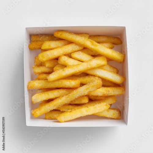 A white box filled with french fries