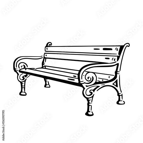 classic park bench with ornate ironwork clipart