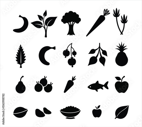 Clean Food Vector Collection – Silhouette Icons