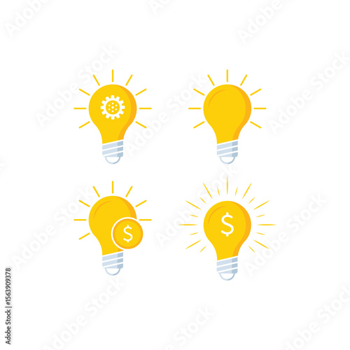 illustration of light bulb idea Icon. entrepreneur business idea, with gear, dollar, vector withe background.