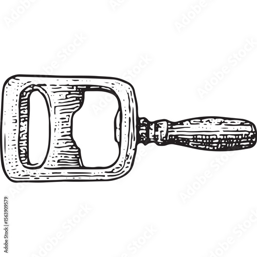 Explore a vintage bottle opener sketch, ideal for bar tools and beer accessory designs