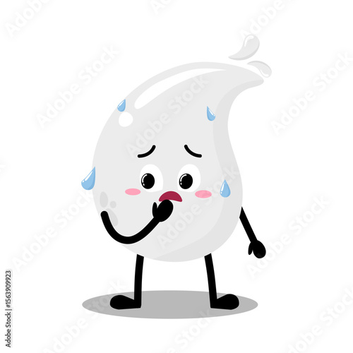 Cute Hand Drawn Nervous White Blood Drop Expression