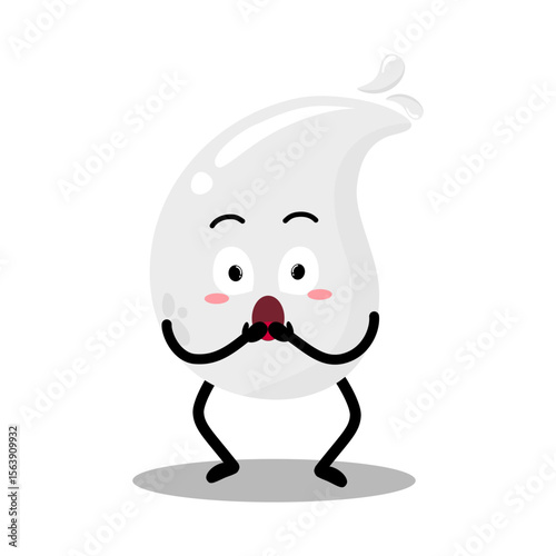 Cute Hand Drawn Surprised White Blood Drop
