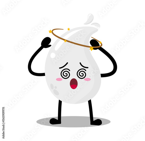 Cute Hand Drawn Dizzy White Blood Drop With Spinning Head