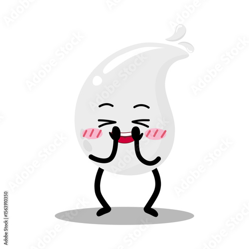 Cute Hand Drawn Shy White Blood Drop Blushing