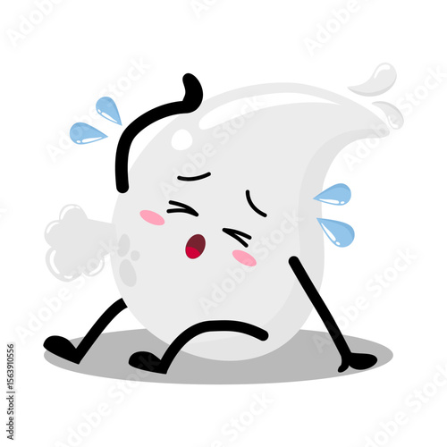 Cute Hand Drawn tired White Blood Drop Sigh