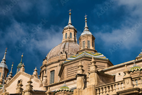 Dome of the Basilica of Our Lady of Pilar, an important Catholic church located in Zaragoza, Spain.