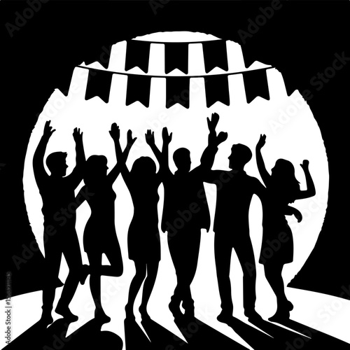 silhouettes of people dancing