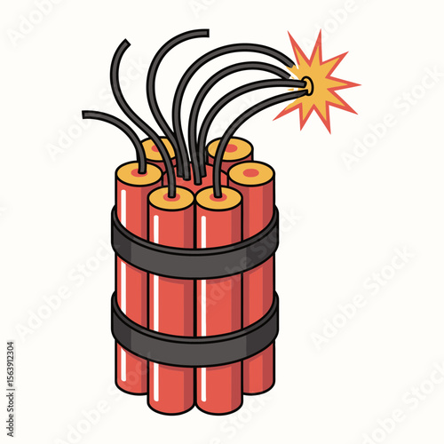 Cartoon Dynamite Bundle Icon  Explosive Bomb Illustration with Lit Fuse