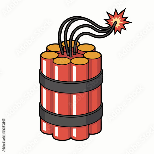 Cartoon Dynamite Bundle Icon  Explosive Bomb Illustration with Lit Fuse