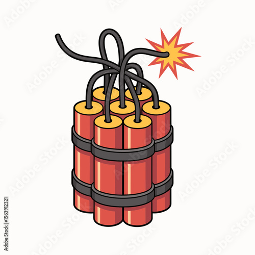 Cartoon Dynamite Bundle Icon  Explosive Bomb Illustration with Lit Fuse