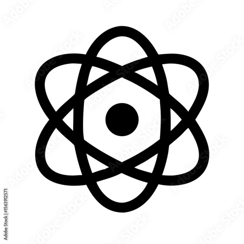 Simple atom model illustration. Science symbol for educational posters and textbooks. Atom structure graphic for scientific publications and research papers.