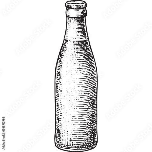 See a classic beer bottle with cap sketch, perfect for brewery labels and packaging art