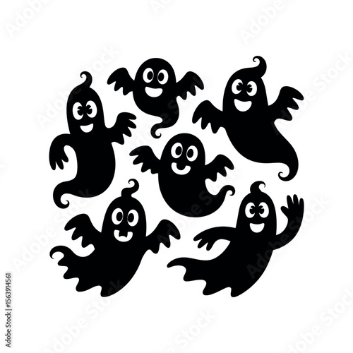 Ghosts Silhouette on white background