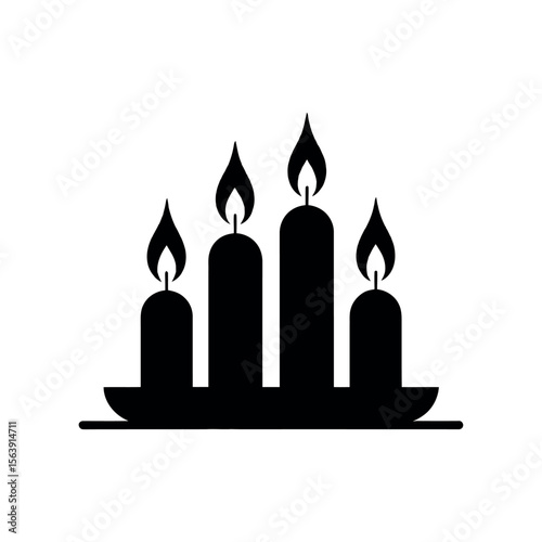Candle Silhouette on white background
