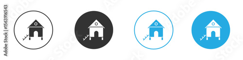 Chicken coop icon solid style. Flat vector illustration.