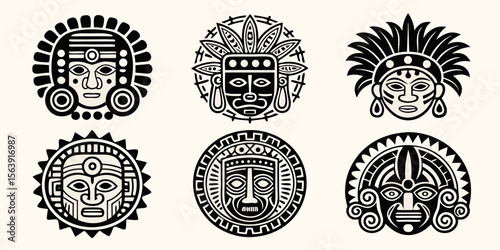 black and white aztec vintage symbols