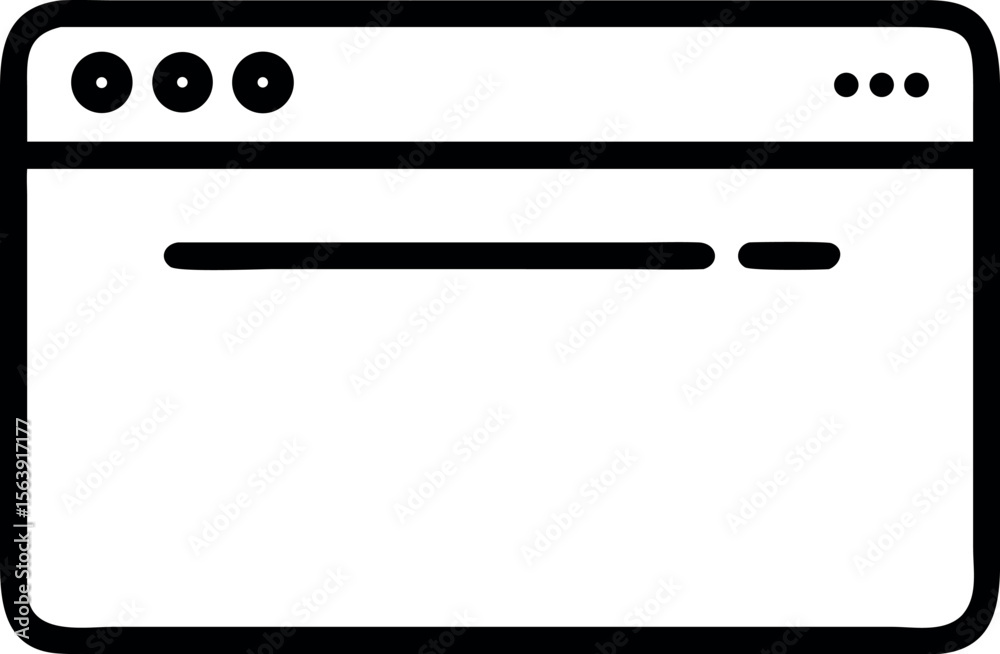 Simple Bold Black Outline Web Browser Window Interface Icon; Clean Minimalist Design; Modern Technology Concept; User Interface Element; Website Template; Digital Graphic. Simple Bold Black Outline Web Browser Window Interface Icon; Clean Minimalist Design; Modern Technology Concept; User Interface Element; Website Template; Digital Graphic.