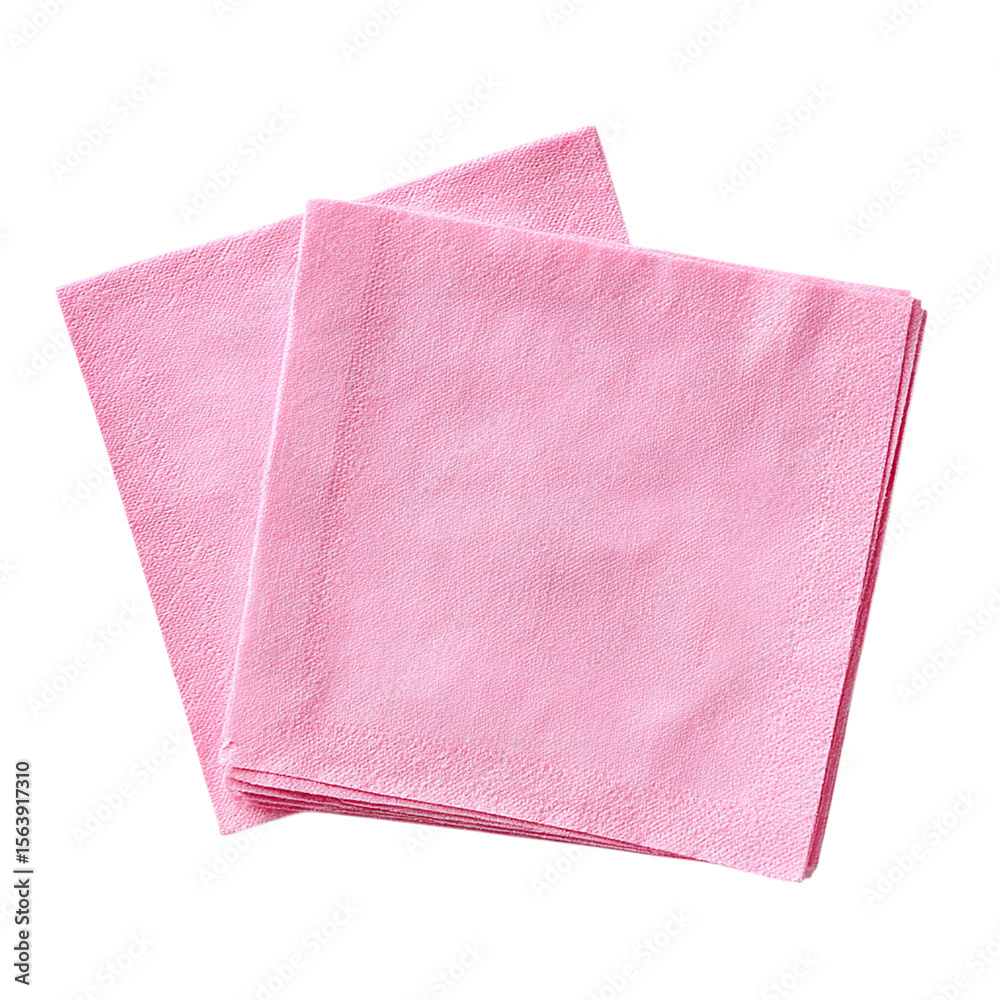 Pink napkins top view on transparent background Pink napkins top view on transparent background