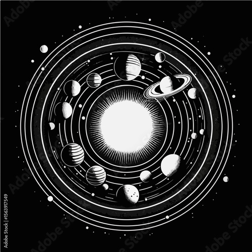 Solar System with Orbit Paths