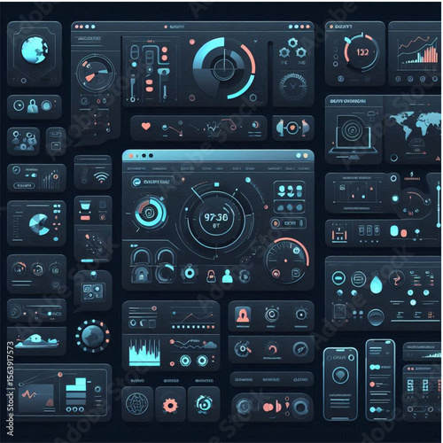 Dark Mode UX Panel – Admin Dashboard Vector