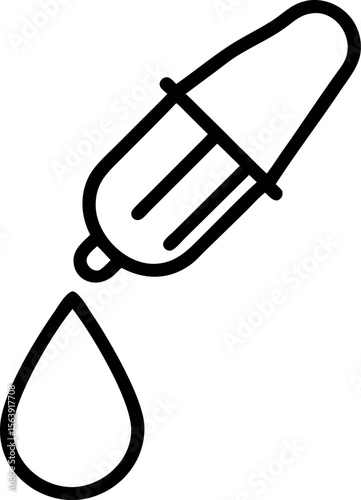 Bold Line Art Dropper Icon:  Medical, Science, or Laboratory Liquid Dispensing Symbol; Simple, Clean, and Modern Design;  Perfect for Website, App, or Print.