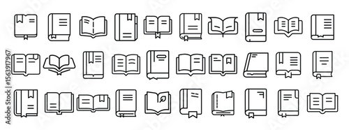 Book, education, reading – thin line web icon set. Outline icons collection. Simple vector illustration.