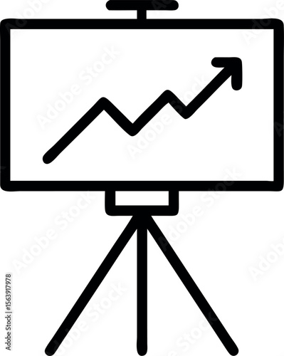 Modern minimalist presentation board displaying upward trending graph; positive growth concept; business success illustration.