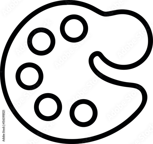 Bold Outline Artist's Palette Icon: Simple, Modern, Creative Design Element for Branding, Websites, and Applications.
