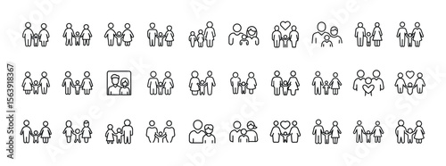 People, group, team – thin line web icon set. Outline icons collection. Simple vector illustration.