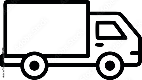 Simple Black and White Delivery Truck Icon:  Bold Outline, Minimalist Style, Efficient Transportation Concept.